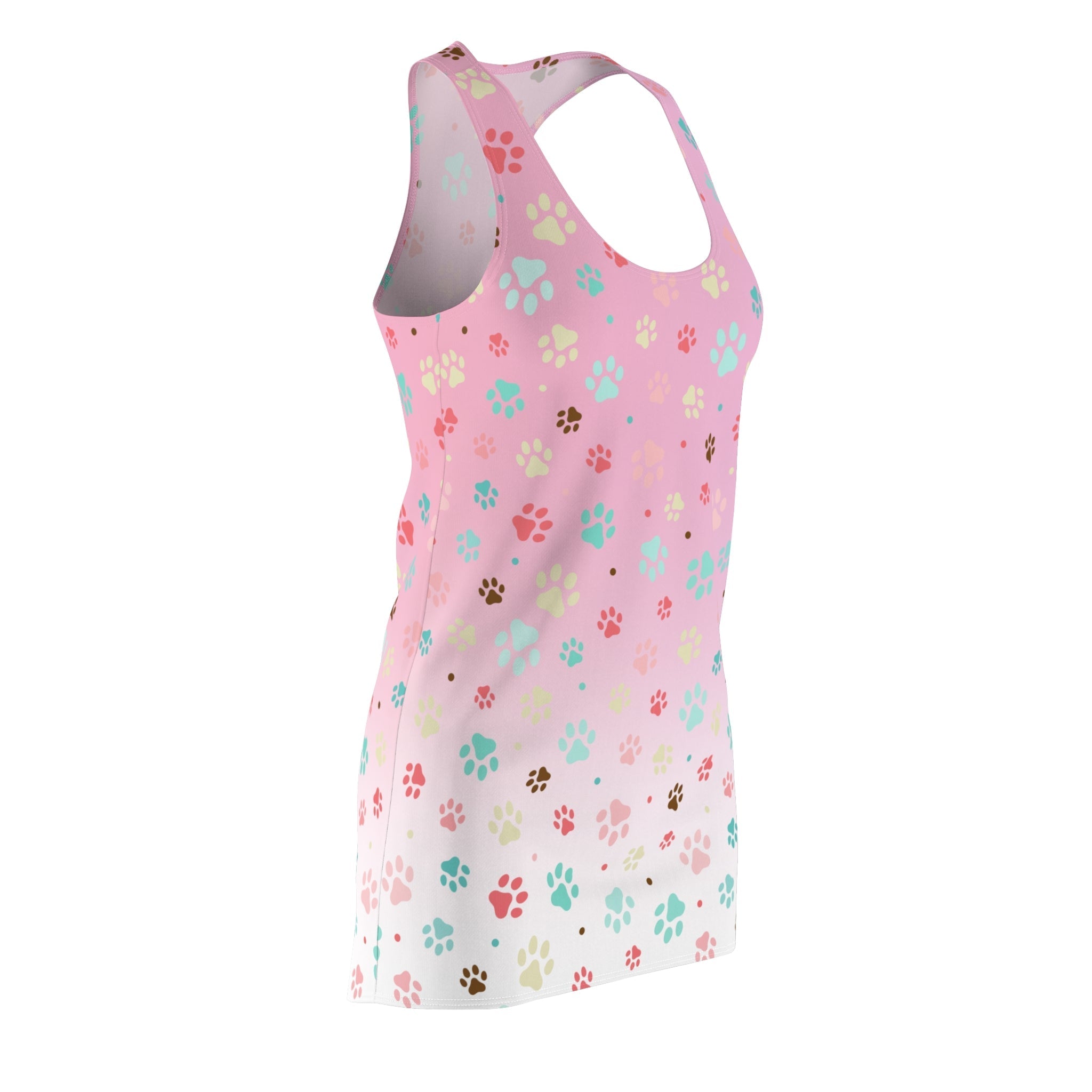 Cute Pink Paw Print Racerback Dress for Pet Lovers - Clothing, Dresses & Skirts - EpiAl's Shop