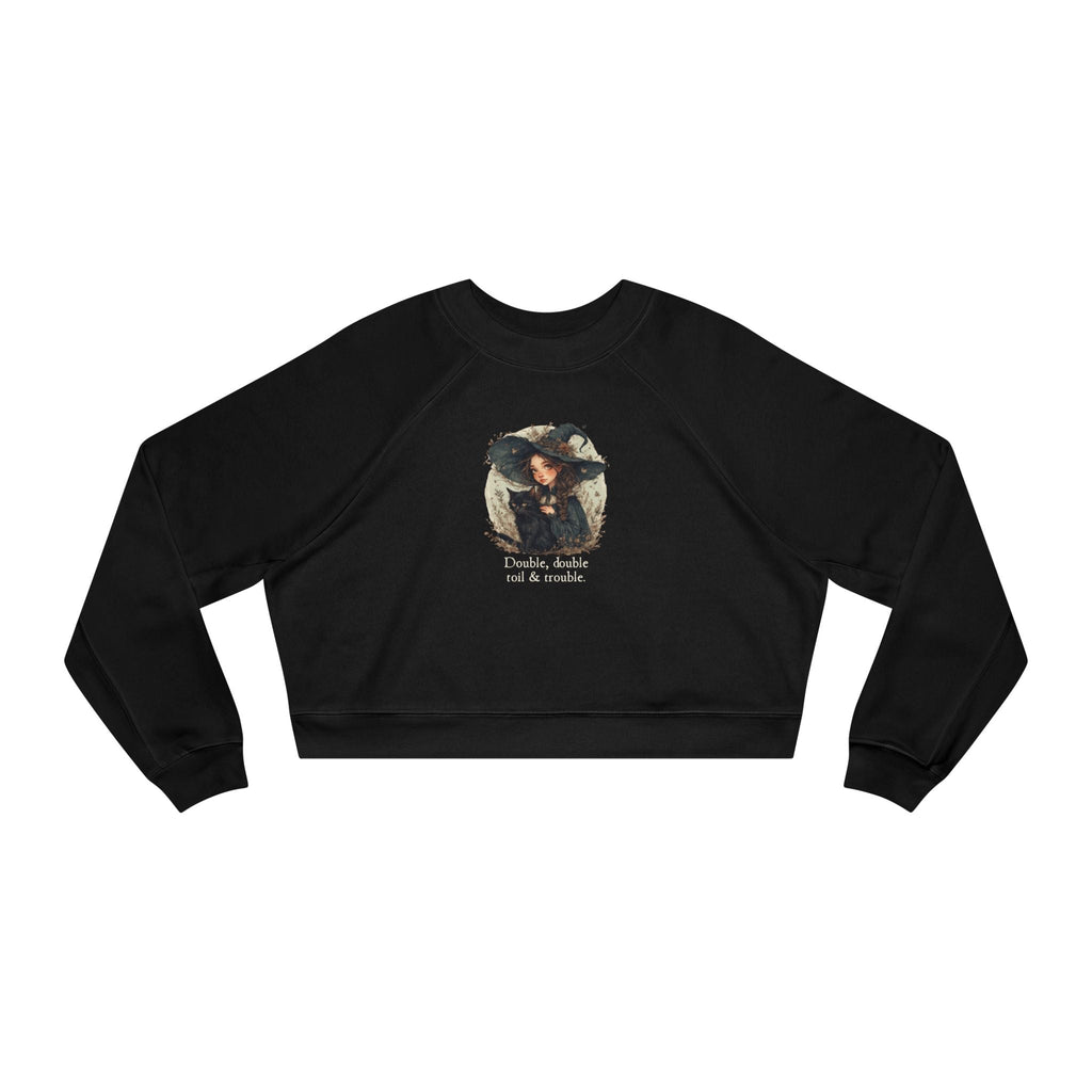 Cute Witchy Cat Lady Women's Halloween Cropped Pullover Sweatshirt - Clothing, Sweatshirts, Crop - EpiAl's Shop