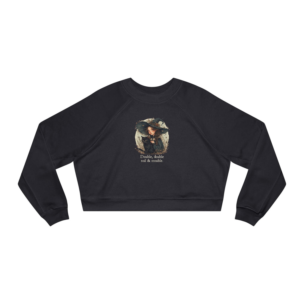 Cute Witchy Cat Lady Women's Halloween Cropped Pullover Sweatshirt - Clothing, Sweatshirts, Crop - EpiAl's Shop