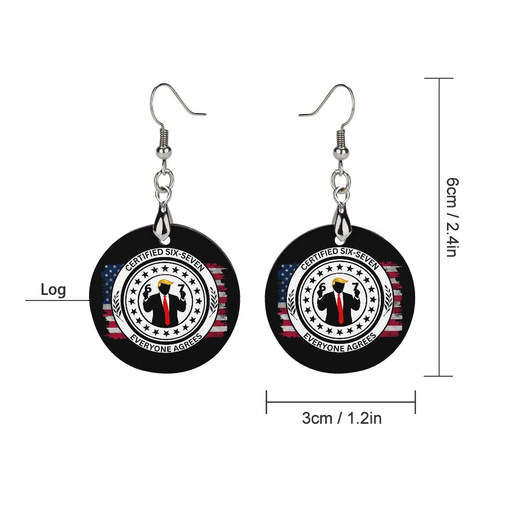 Certified Six-Seven Seal Wood Earrings – Political Parody Statement Dangles