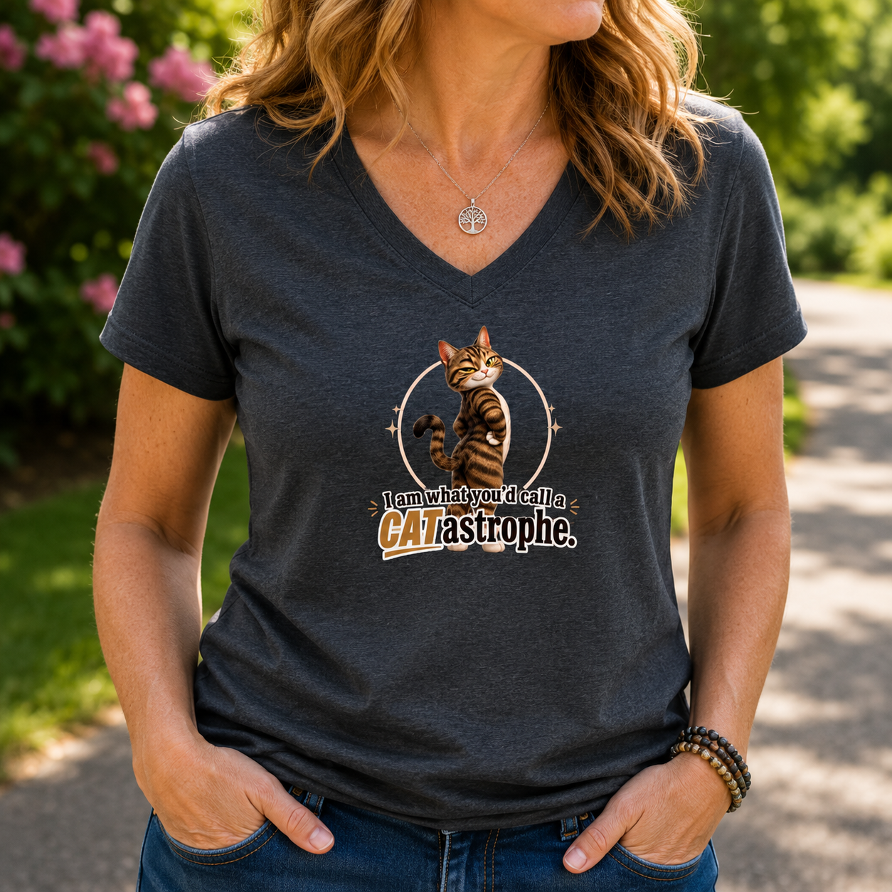 CATastrophe Women’s Relaxed V-Neck T-Shirt