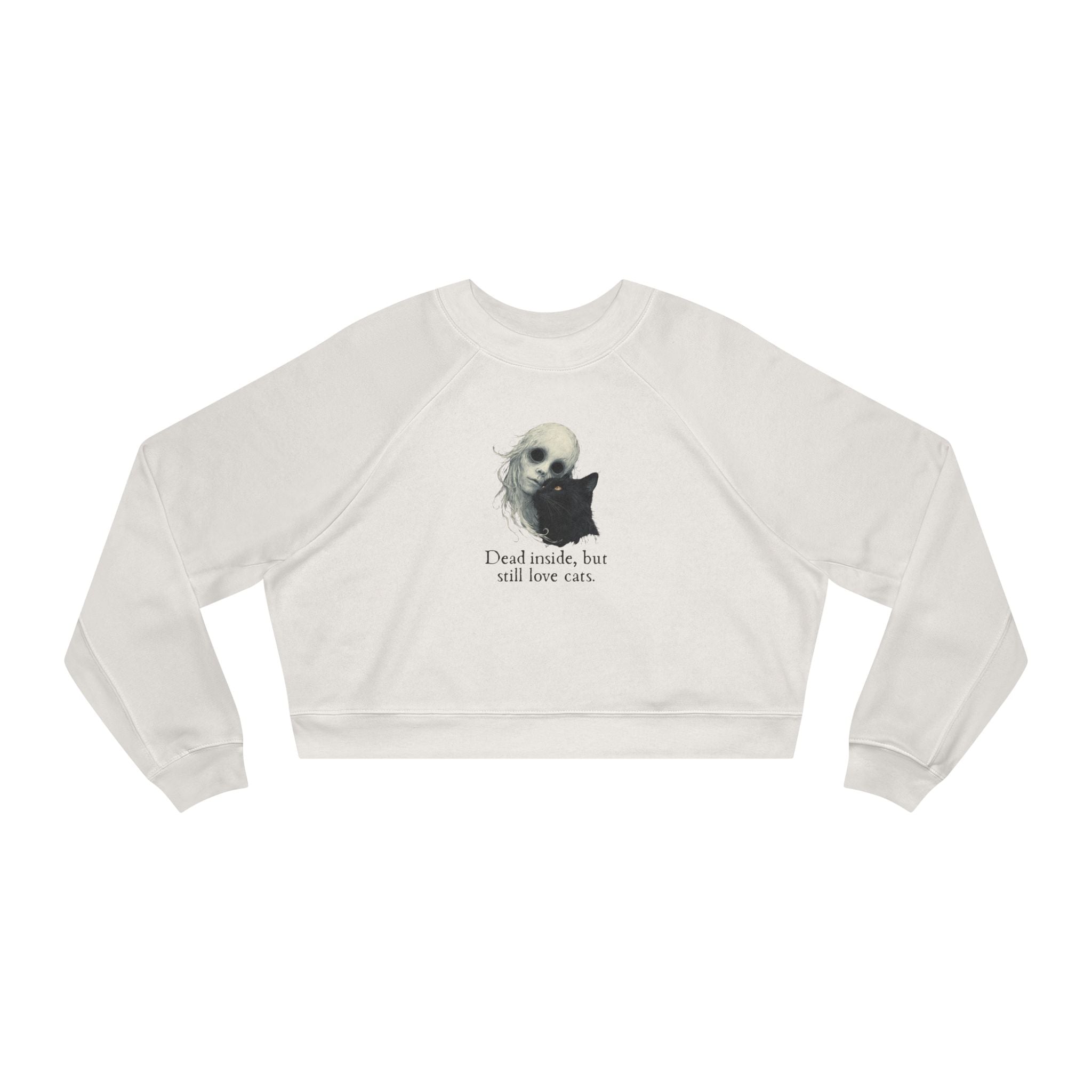 Dead Inside Cat Lover Cropped Fleece Pullover - Clothing, Sweatshirts, Crop - EpiAl's Shop