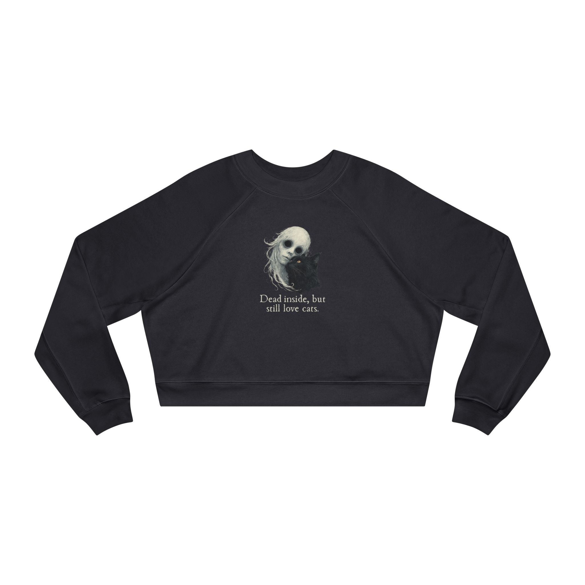 Dead Inside Cat Lover Cropped Fleece Pullover - Clothing, Sweatshirts, Crop - EpiAl's Shop