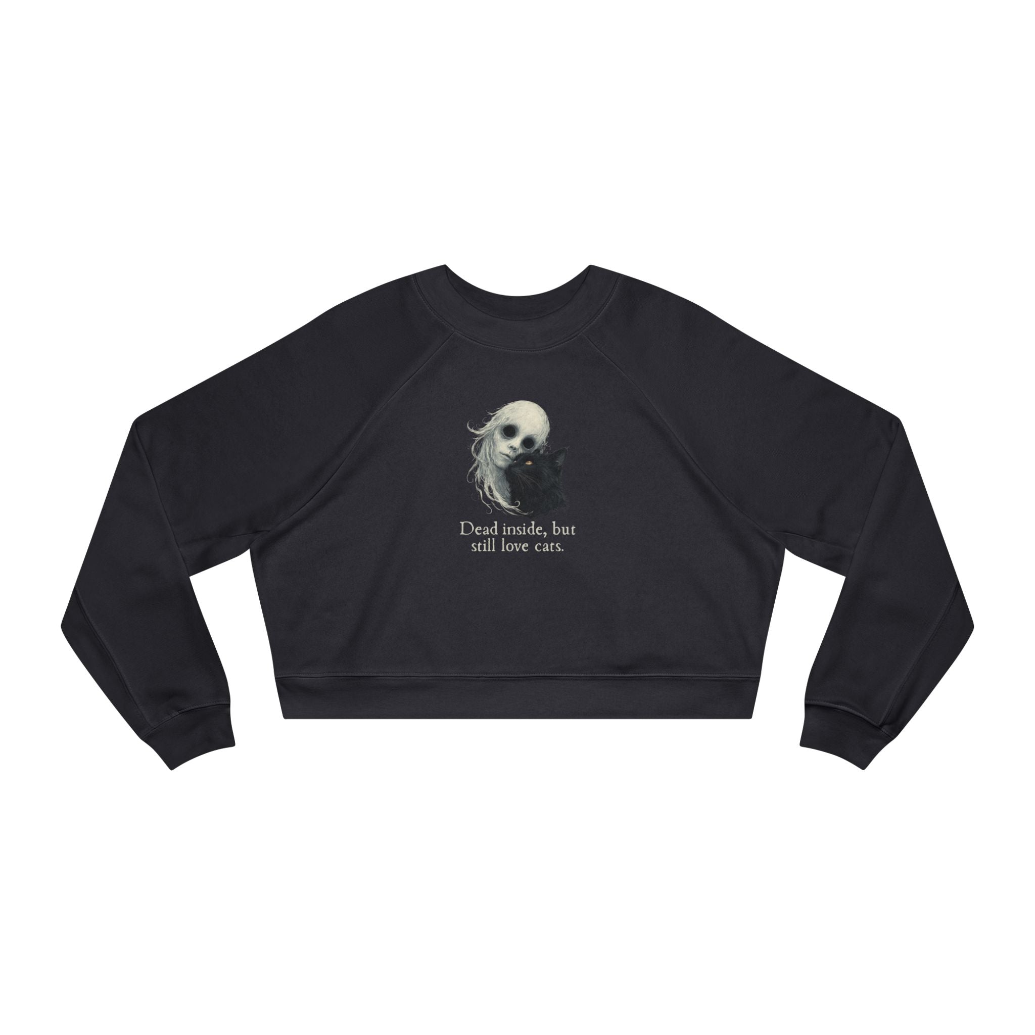 Dead Inside Cat Lover Cropped Fleece Pullover - Clothing, Sweatshirts, Crop - EpiAl's Shop