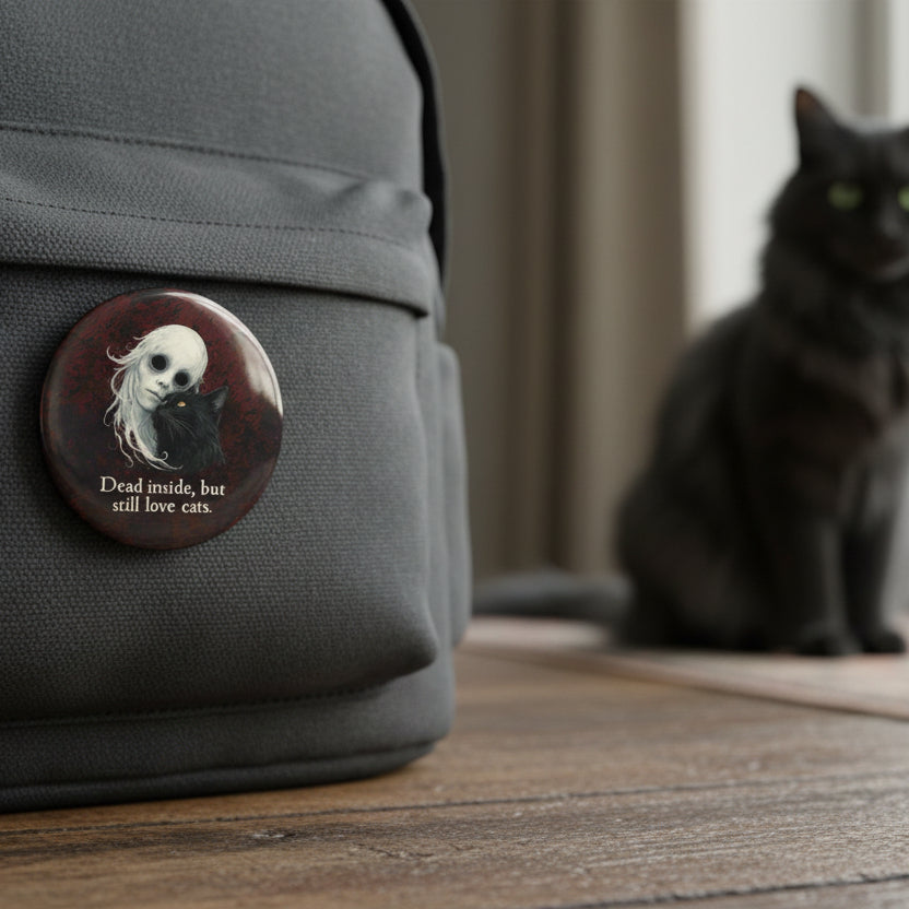Dead Inside Pin Button, Quirky Badge for Cat Lover - Collectibles, Pinback Buttons - EpiAl's Shop