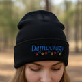 Democrazy Cuffed Beanie – Political Satire Knit Hat - Hats, Beanie - EpiAl's Shop
