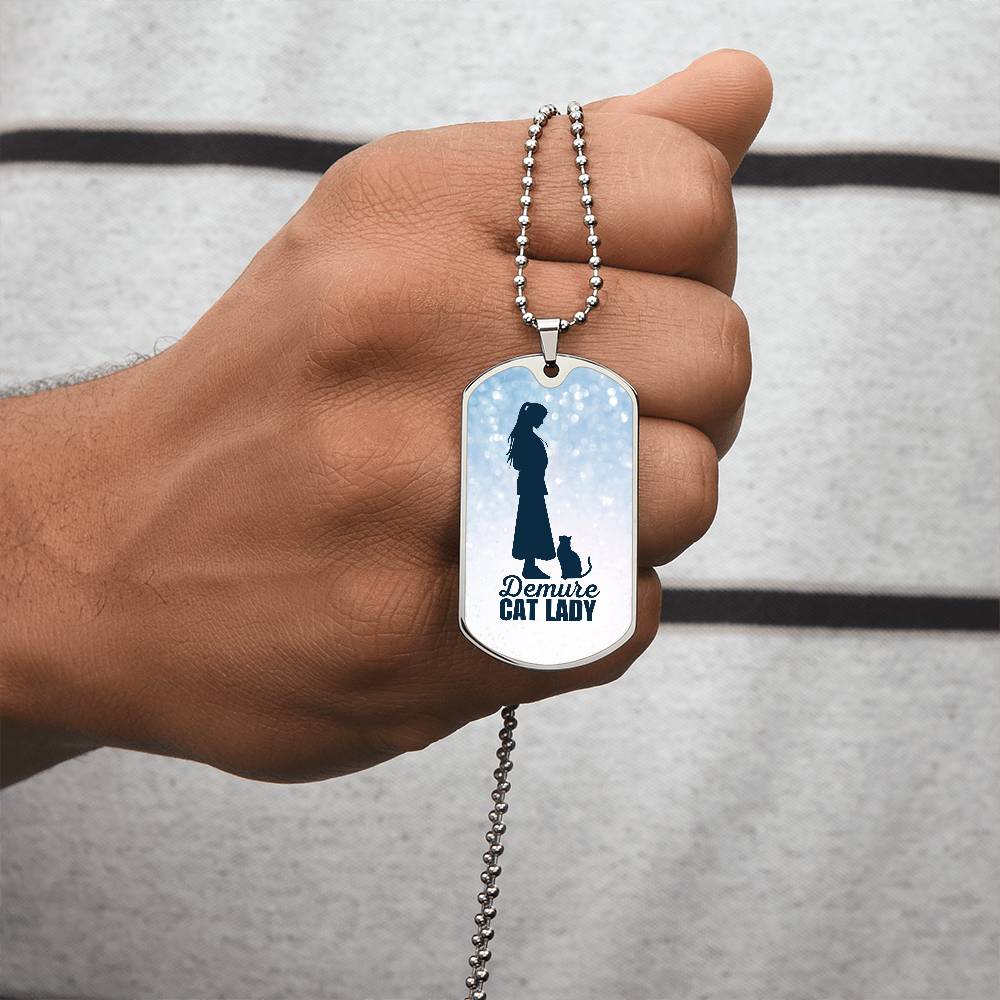 Demure Cat Lady Dog Tag Necklace - Jewelry - EpiAl's Shop