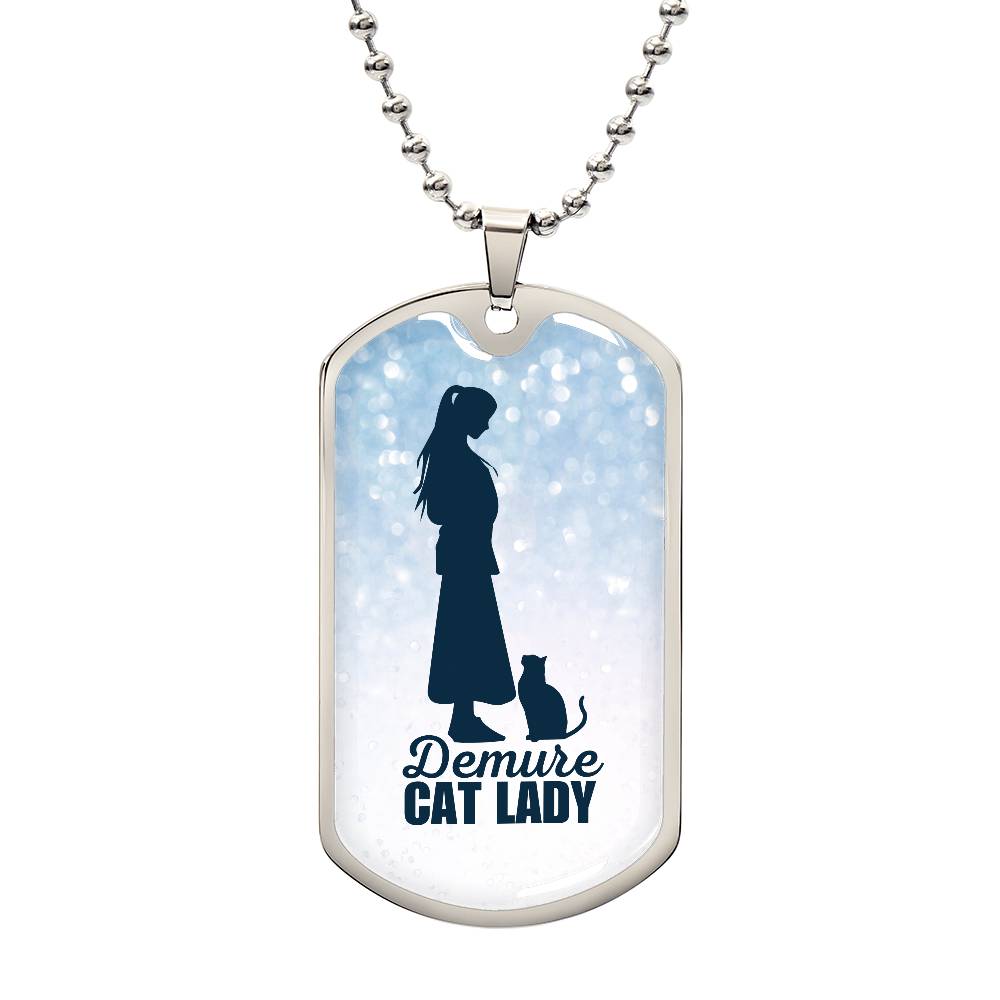 Demure Cat Lady Dog Tag Necklace - Jewelry - EpiAl's Shop