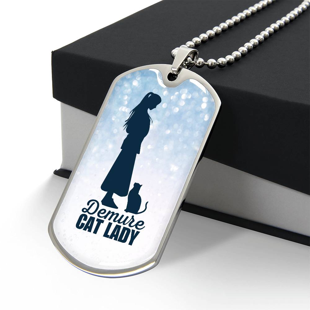 Demure Cat Lady Dog Tag Necklace - Jewelry - EpiAl's Shop