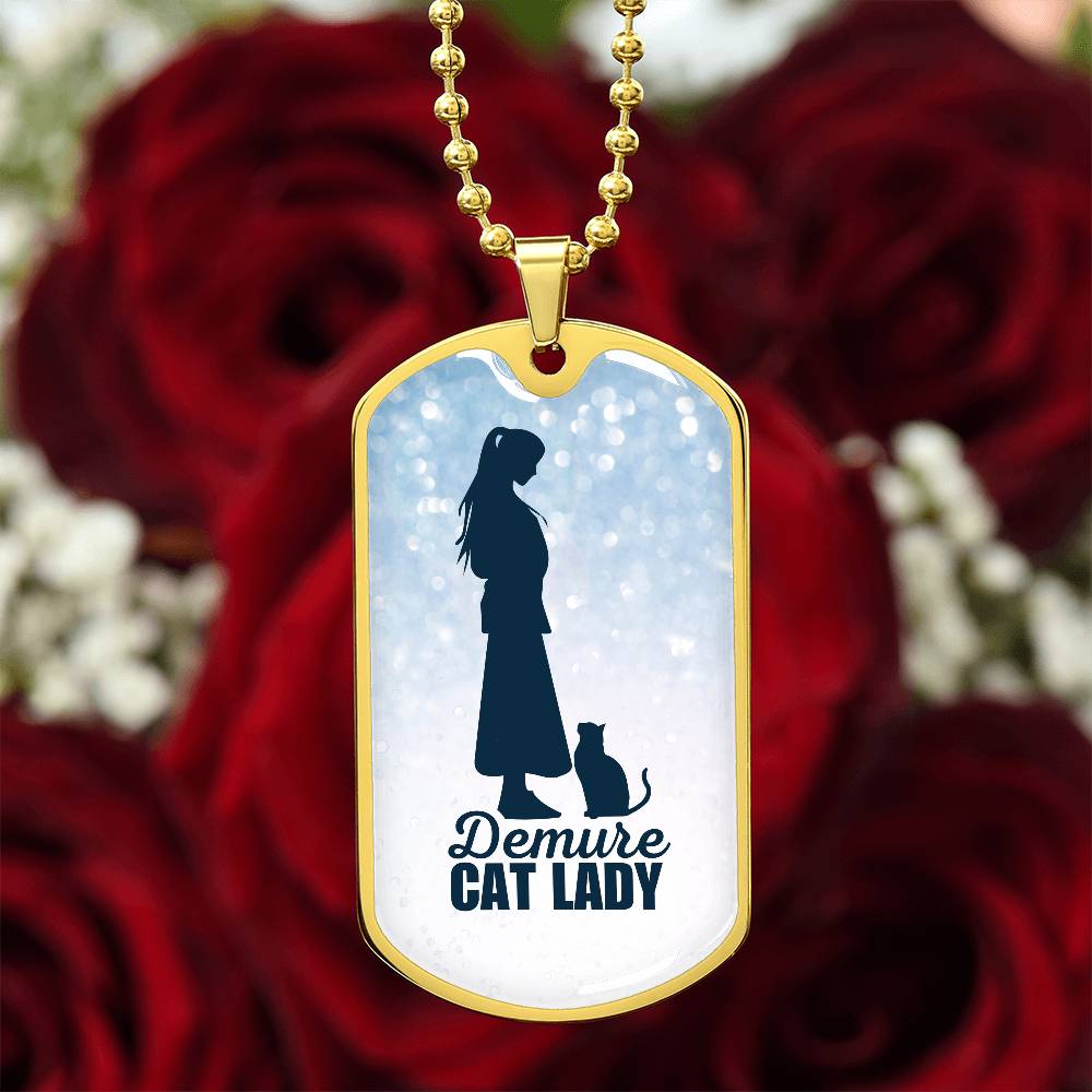Demure Cat Lady Dog Tag Necklace - Jewelry - EpiAl's Shop
