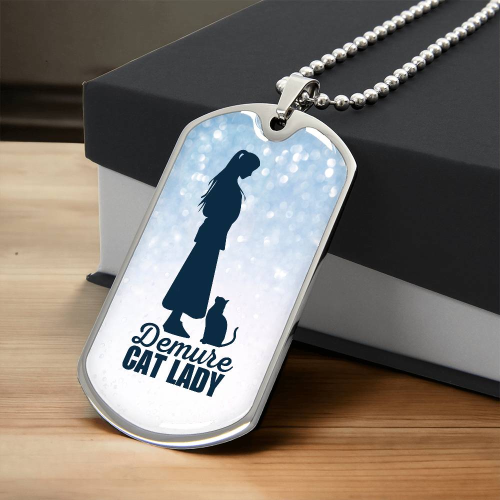 Demure Cat Lady Dog Tag Necklace - Jewelry - EpiAl's Shop