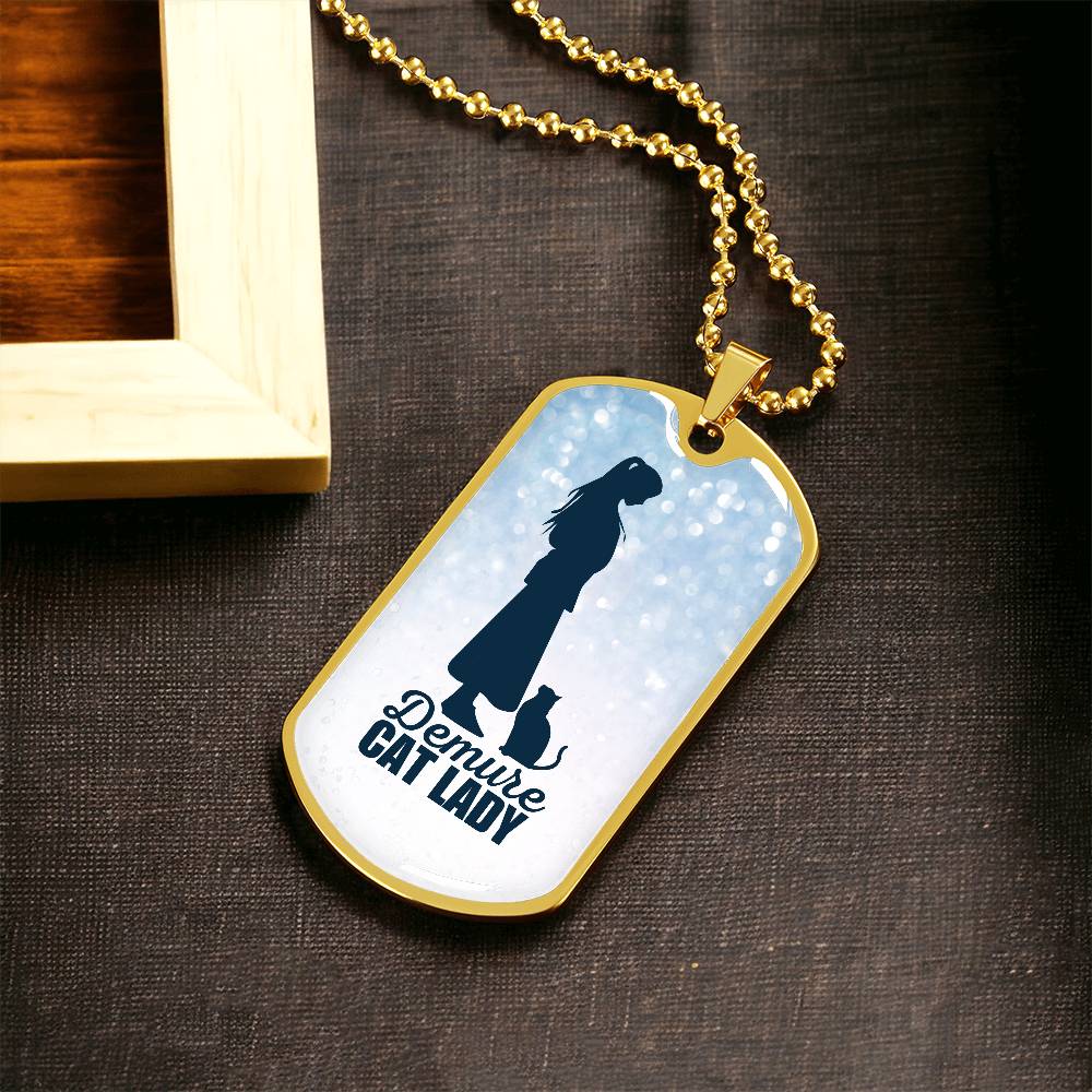 Demure Cat Lady Dog Tag Necklace - Jewelry - EpiAl's Shop