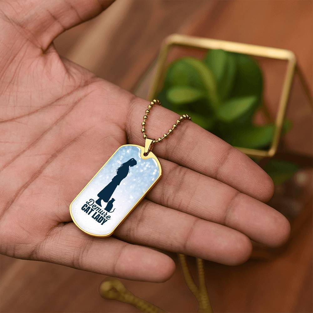 Demure Cat Lady Dog Tag Necklace - Jewelry - EpiAl's Shop