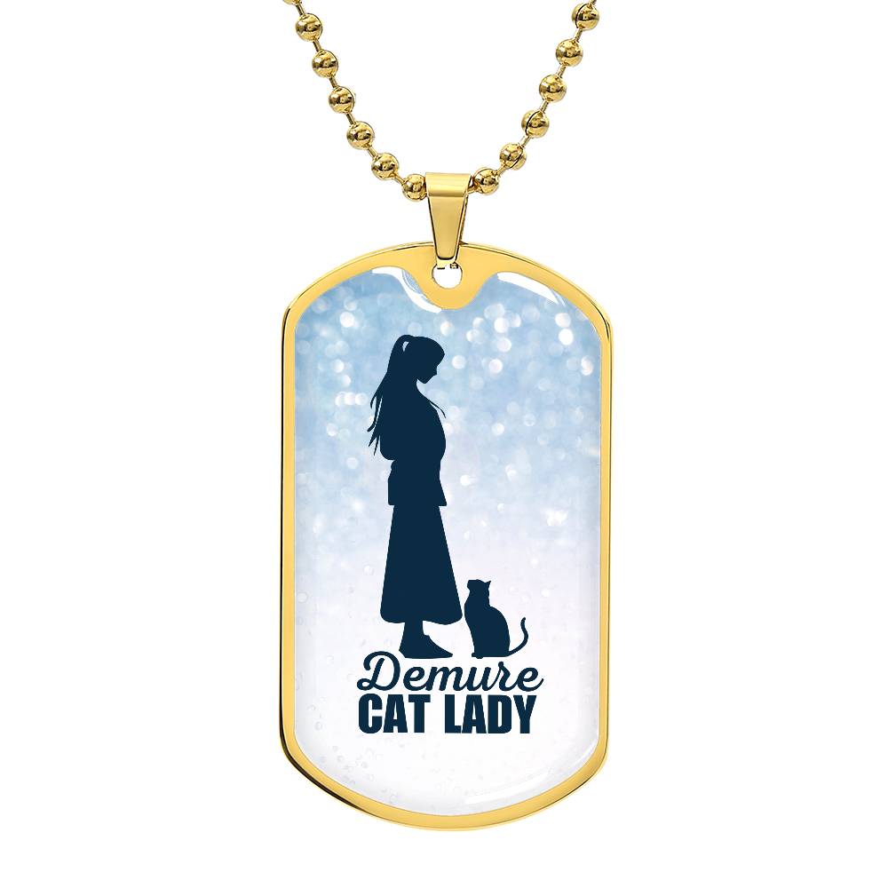 Demure Cat Lady Dog Tag Necklace - Jewelry - EpiAl's Shop