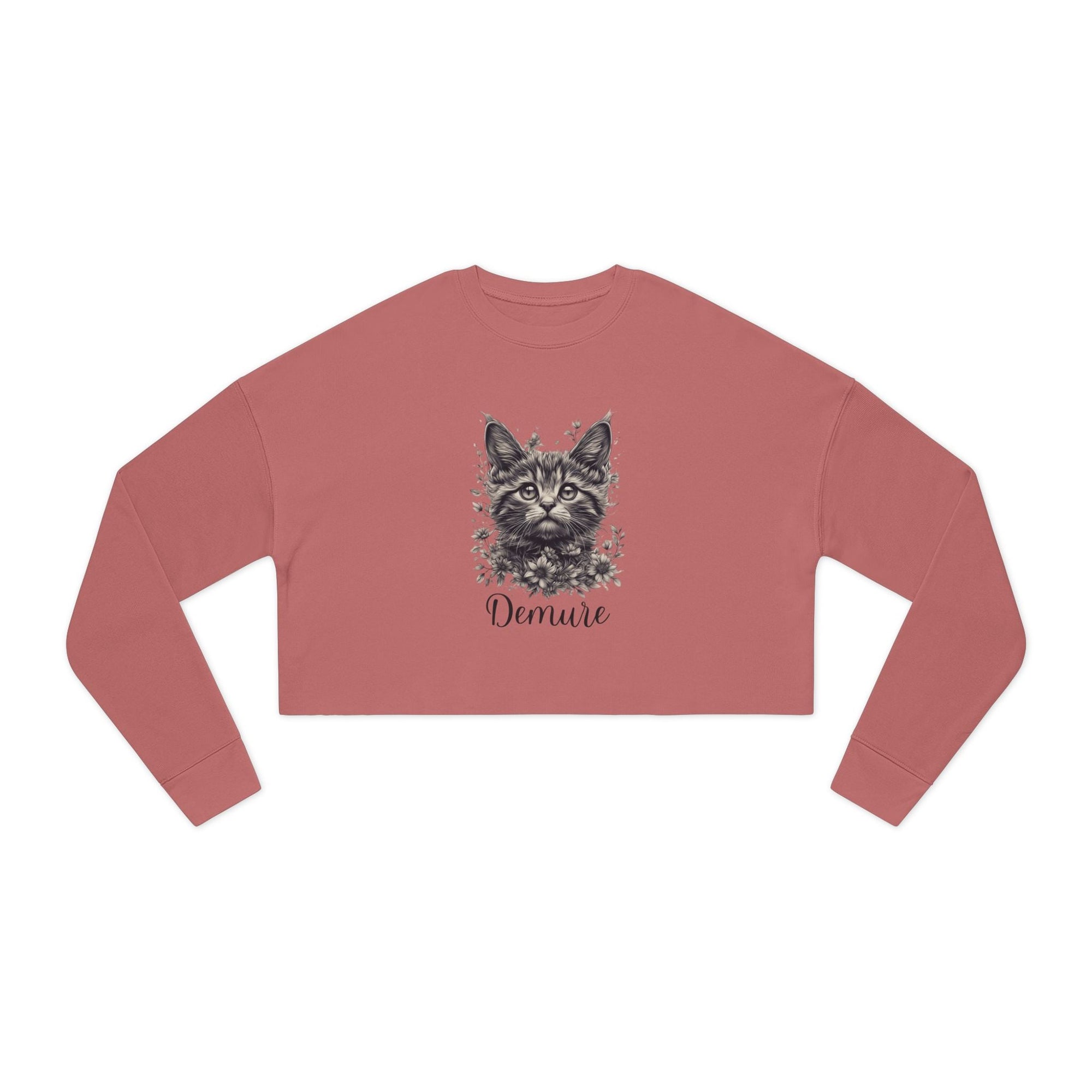 Demure Cat Women's Cropped Sweatshirt - Clothing, Sweatshirts, Crop - EpiAl's Shop