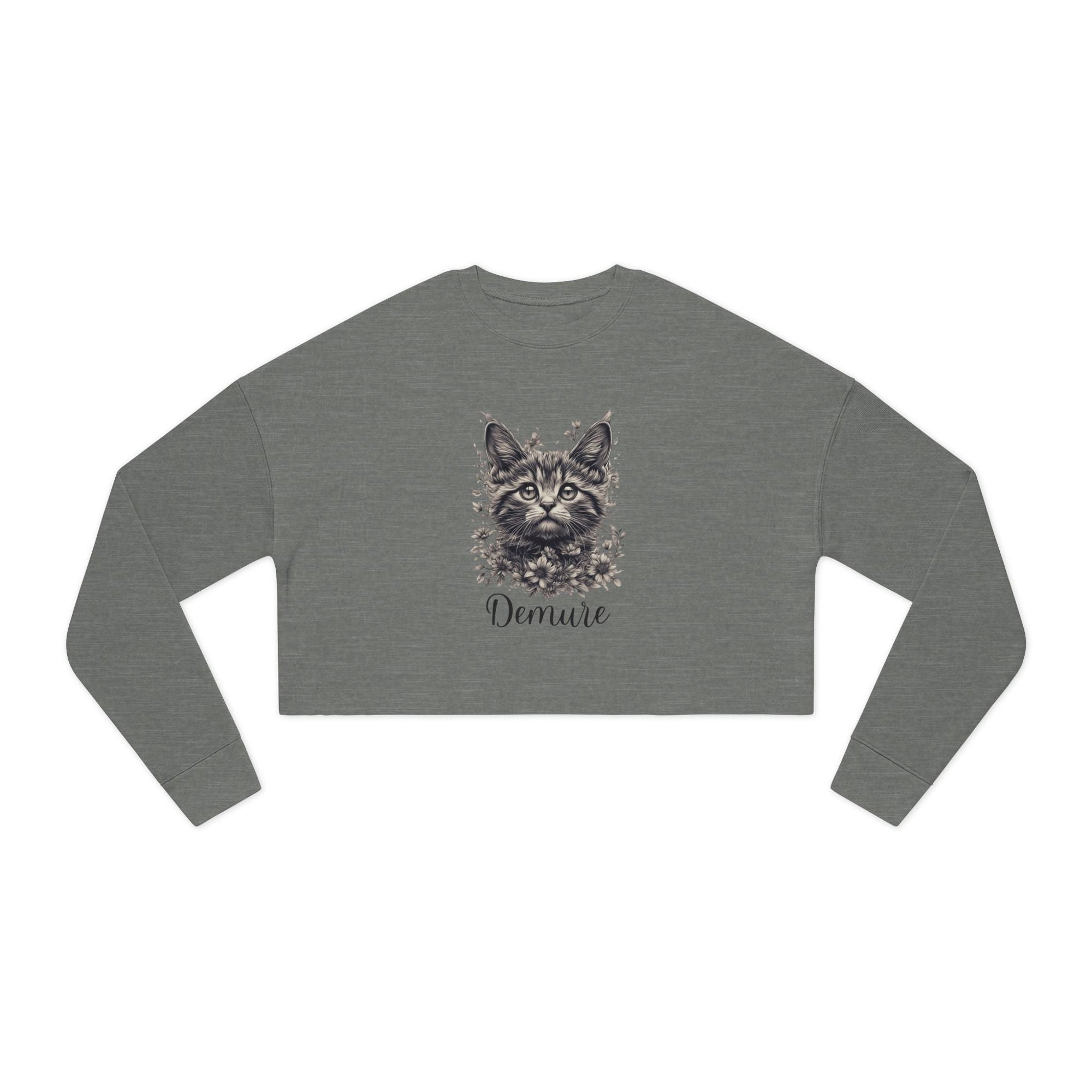 Demure Cat Women's Cropped Sweatshirt - Clothing, Sweatshirts, Crop - EpiAl's Shop