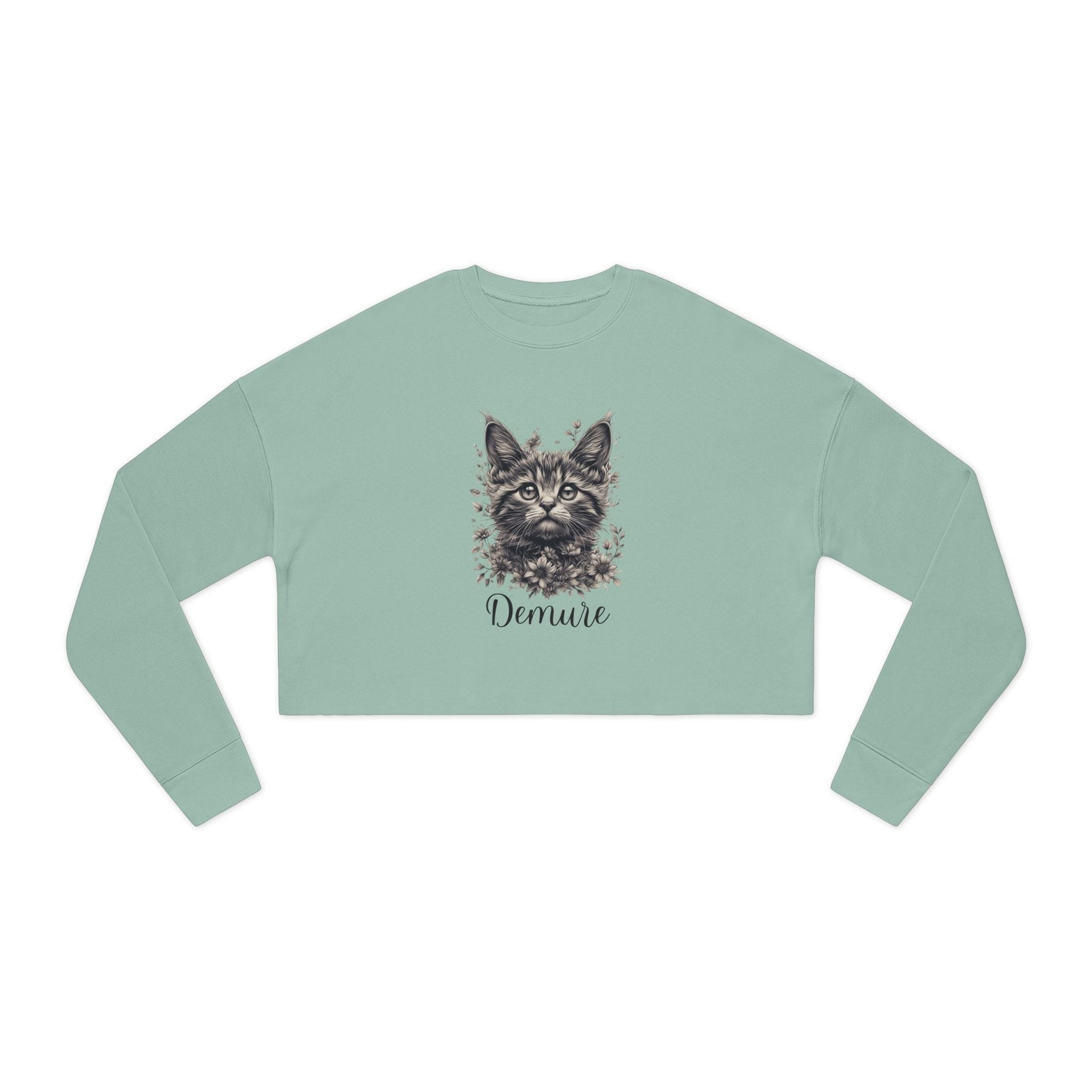 Demure Cat Women's Cropped Sweatshirt - Clothing, Sweatshirts, Crop - EpiAl's Shop