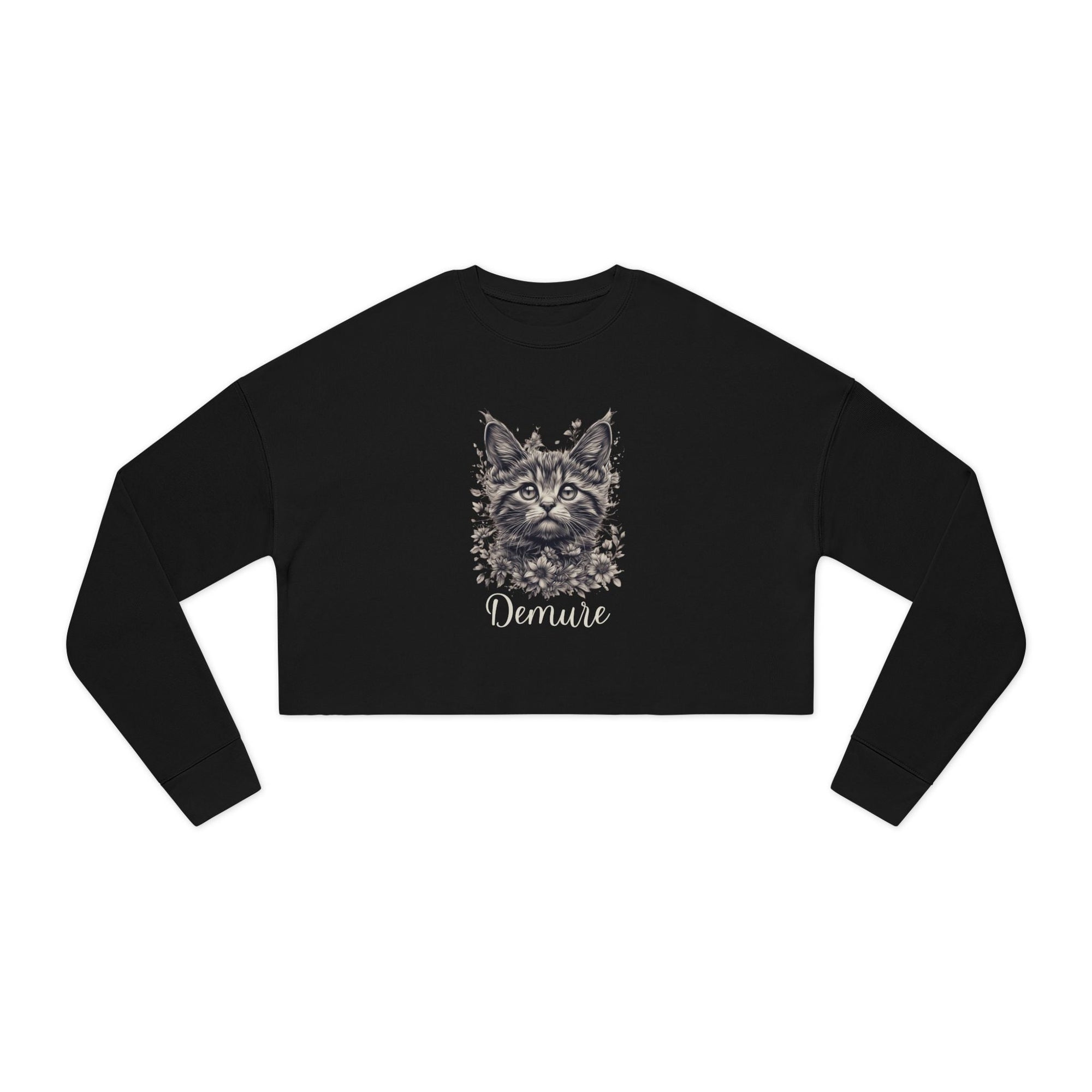 Demure Cat Women's Cropped Sweatshirt - Clothing, Sweatshirts, Crop - EpiAl's Shop