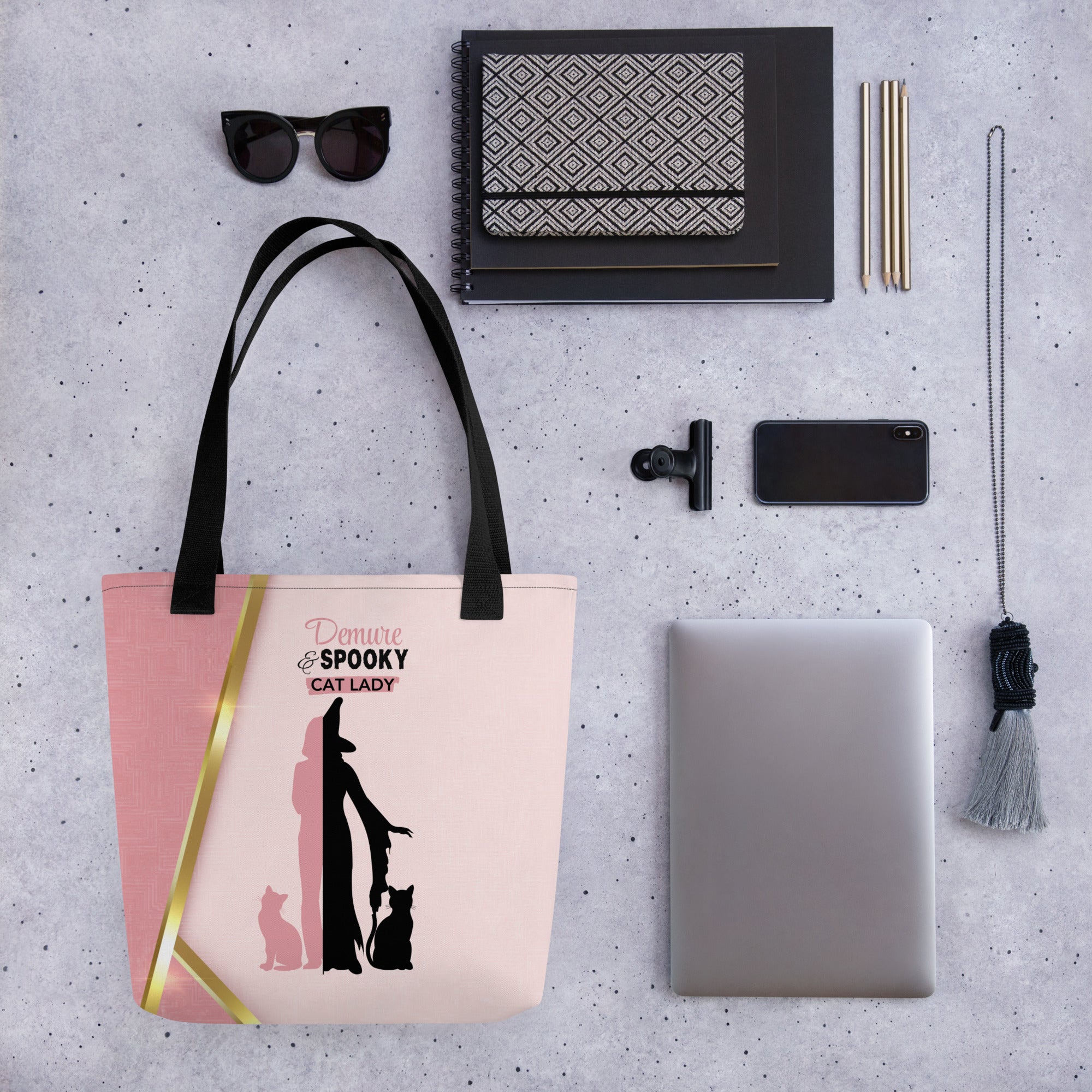Demure & Spooky Cat Lady Tote Bag - Bags - EpiAl's Shop
