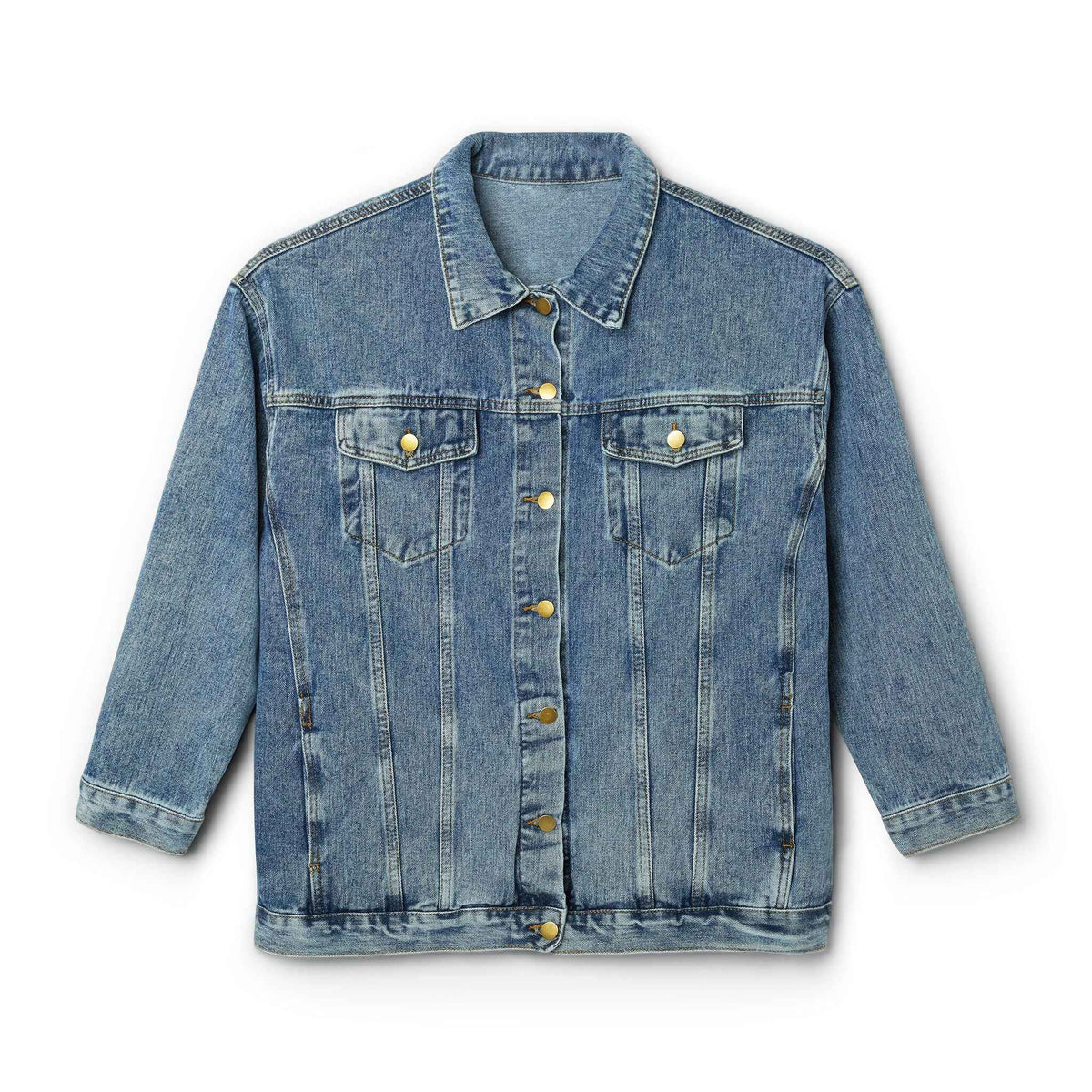 Denim Jacket — 'Tougher Attitude' Retro Patch Women's Jean Jacket - Clothing, Women, Jackets - EpiAl's Shop