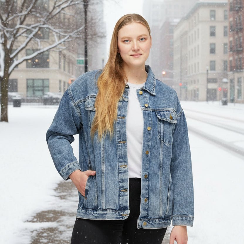 Denim Jacket — 'Tougher Attitude' Retro Patch Women's Jean Jacket - Clothing, Women, Jackets - EpiAl's Shop