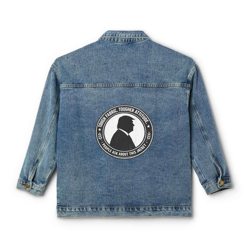 Denim Jacket — 'Tougher Attitude' Retro Patch Women's Jean Jacket - Clothing, Women, Jackets - EpiAl's Shop