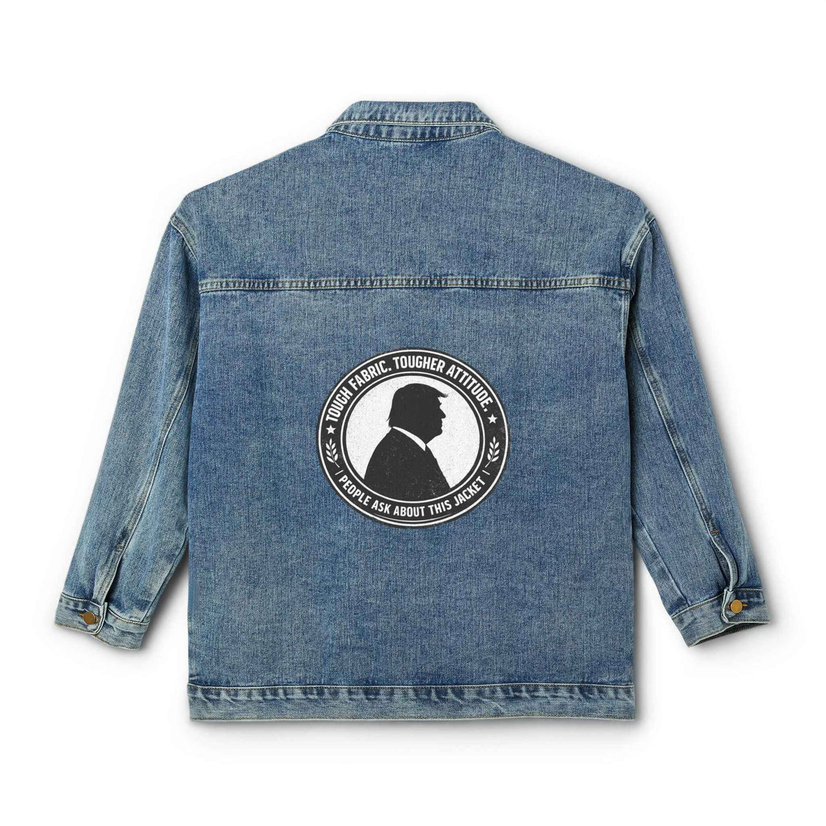 Denim Jacket — 'Tougher Attitude' Retro Patch Women's Jean Jacket - Clothing, Women, Jackets - EpiAl's Shop