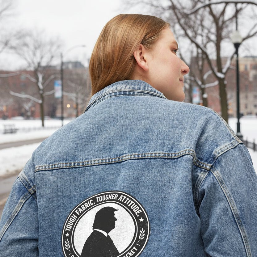 Denim Jacket — 'Tougher Attitude' Retro Patch Women's Jean Jacket - Clothing, Women, Jackets - EpiAl's Shop