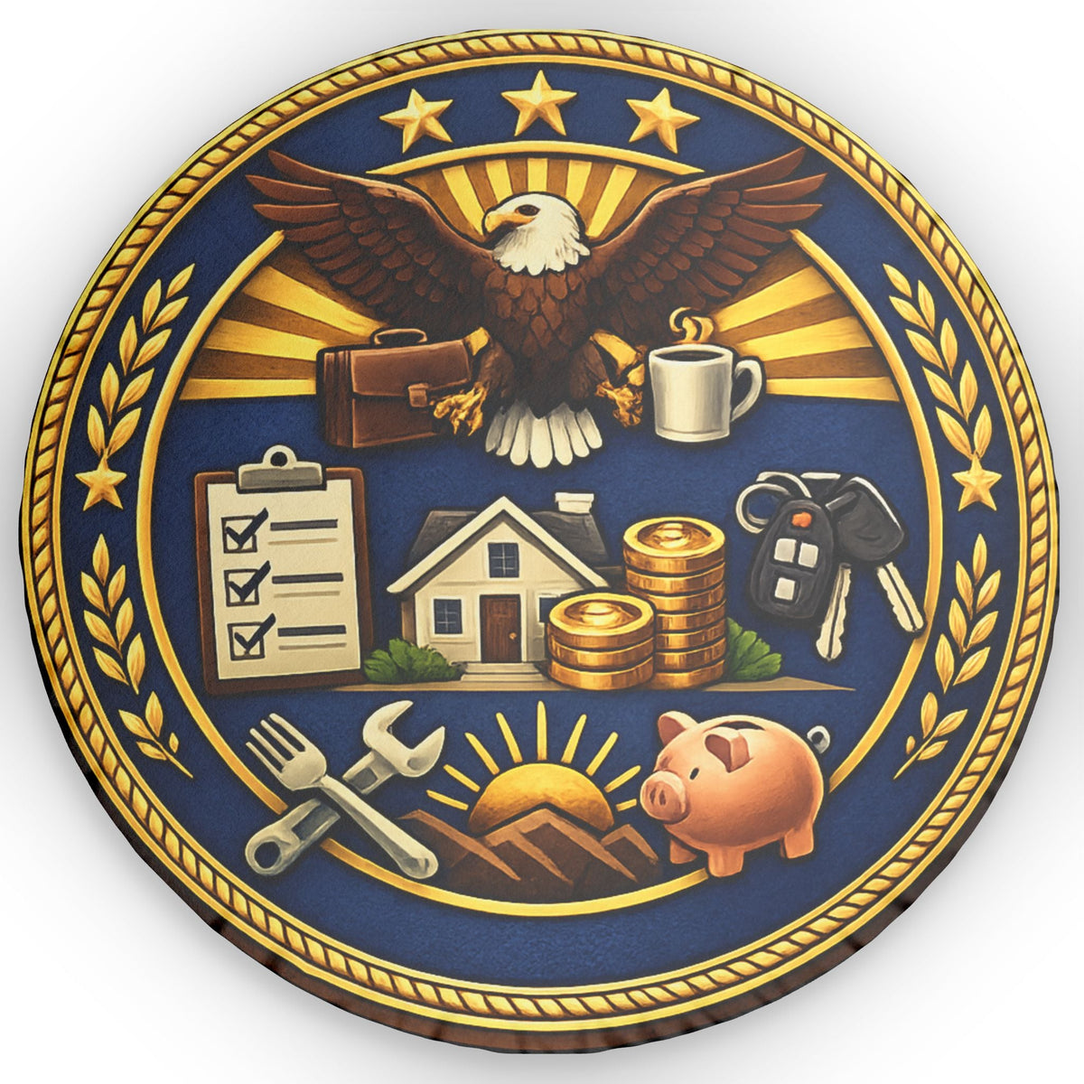 Department of Adulting Faux Seal Shaped Pillow – Government-Inspired Home Décor Cushion - Decor, Pillows, Shaped - EpiAl's Shop