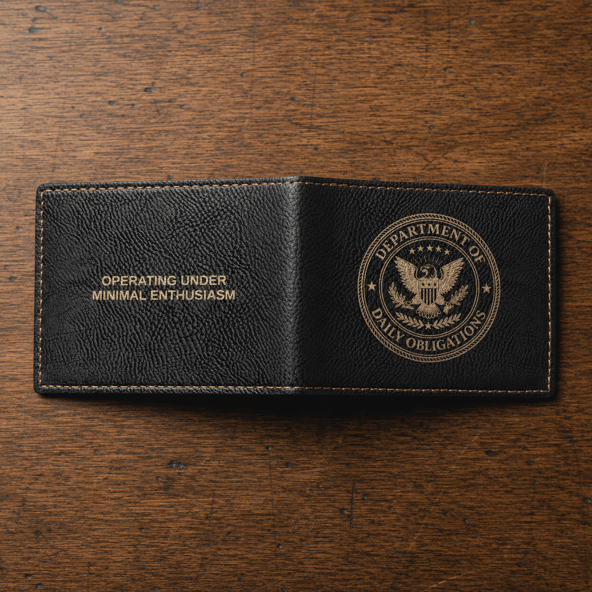 Department of Daily Obligations RFID Wallet | Operating Under Minimal Enthusiasm Bifold Wallet - Bags, Wallets - EpiAl's Shop