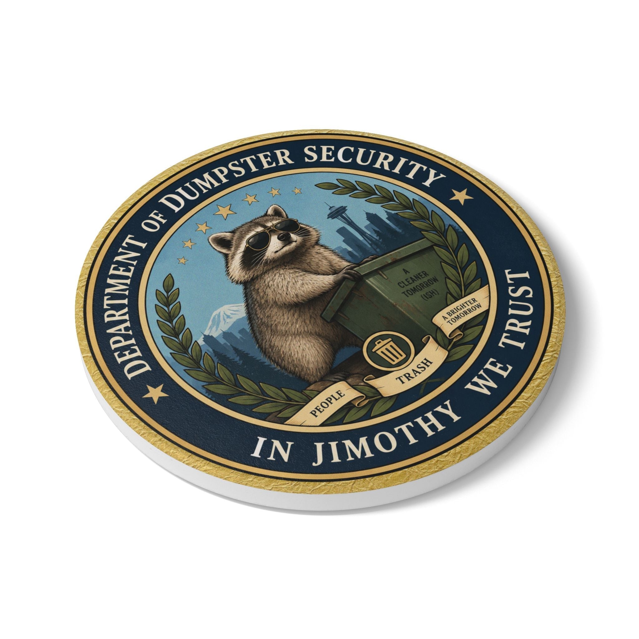 Department of Dumpster Security Jimothy Ceramic Coaster - Decor, Coasters - EpiAl's Shop
