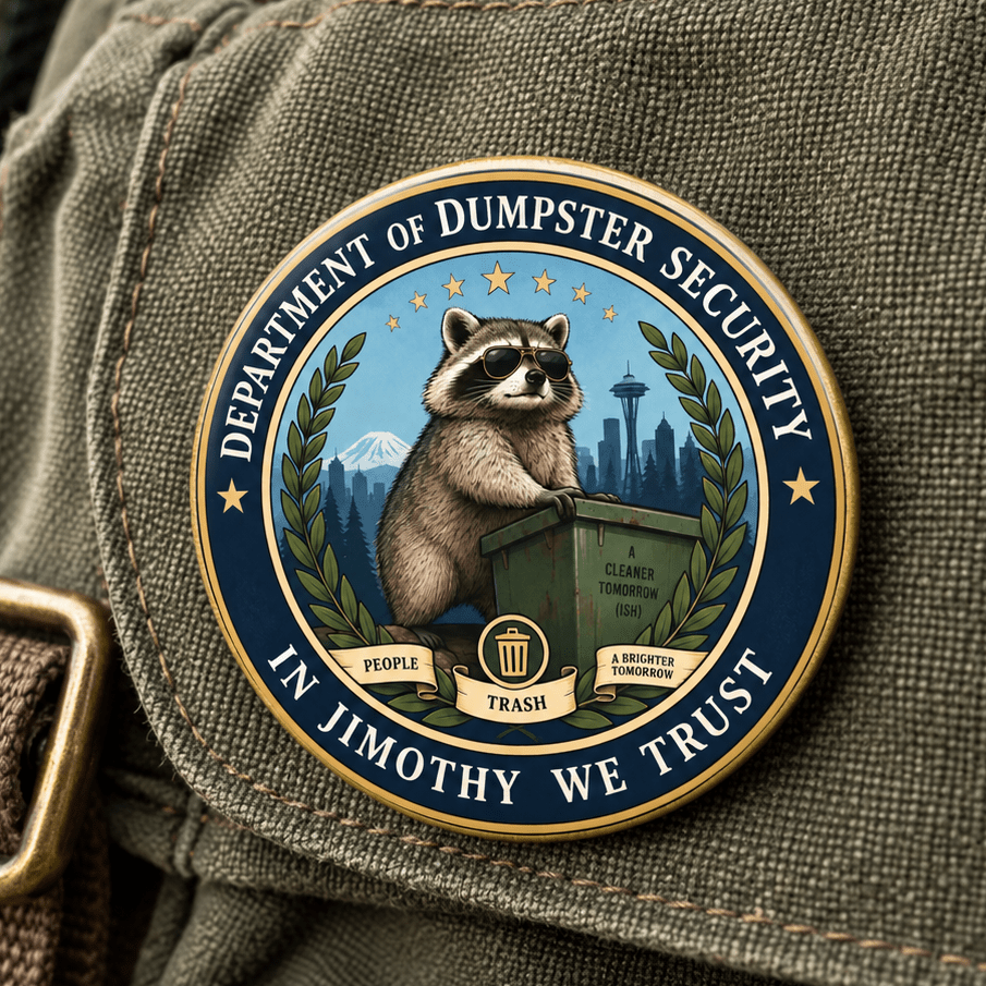 Department of Dumpster Security Jimothy Pinback Button - Buttons, Pinback - EpiAl's Shop