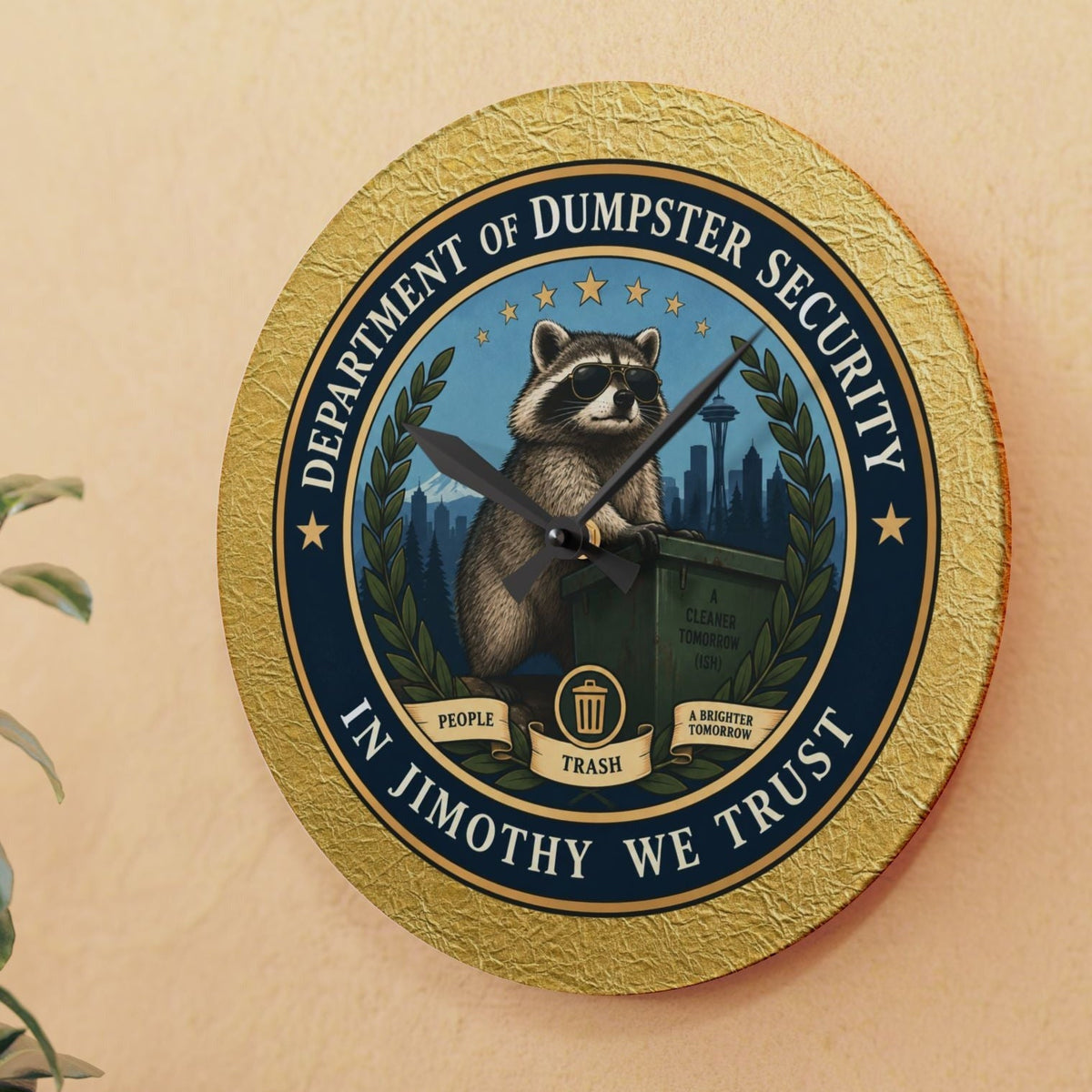 Department of Dumpster Security Jimothy Wall Clock | Raccoon Humor Decor - Decor, Clocks, Wall - EpiAl's Shop