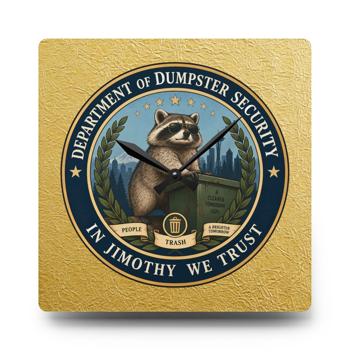 Department of Dumpster Security Jimothy Wall Clock | Raccoon Humor Decor - Decor, Clocks, Wall - EpiAl's Shop