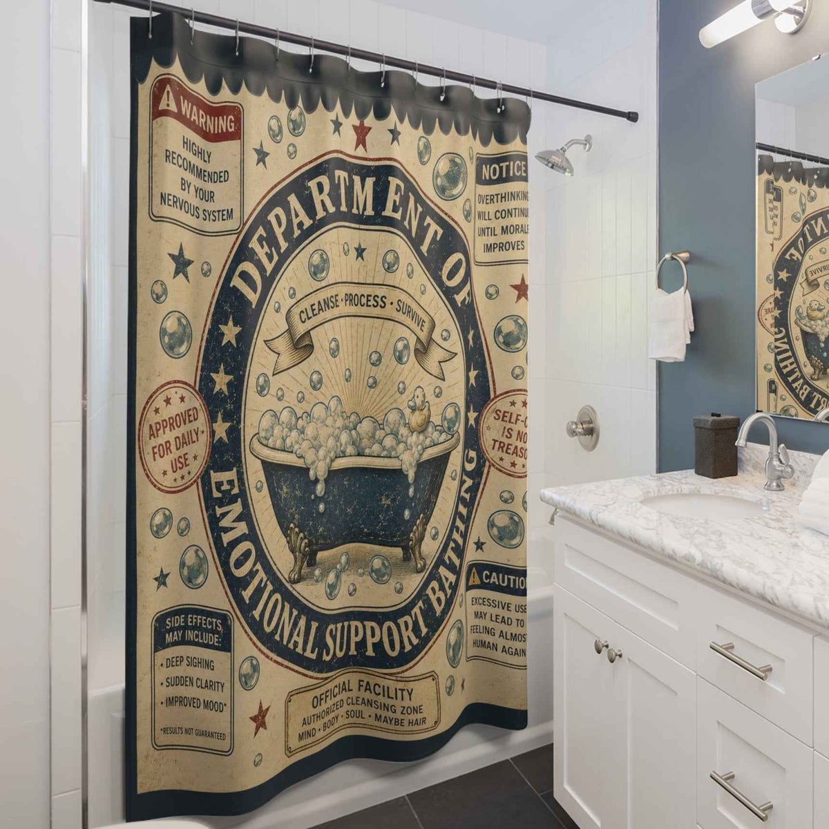 Department of Emotional Support Bathing Shower Curtain | Vintage Bathroom Decor - Decor, Curtains, Shower - EpiAl's Shop
