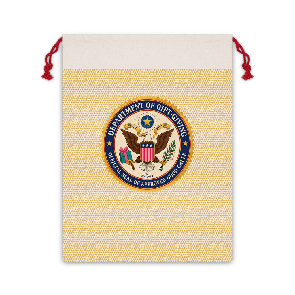 Department of Gift-Giving Drawstring Gift Bag | Faux Government Seal Reusable Gift Sack - Gift Wrap, Bags - EpiAl's Shop