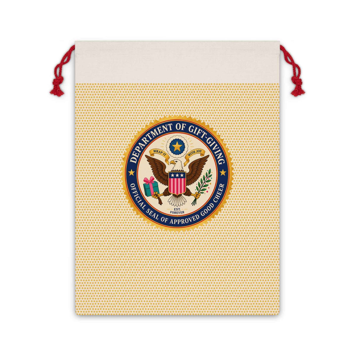 Department of Gift-Giving Drawstring Gift Bag | Faux Government Seal Reusable Gift Sack - Gift Wrap, Bags - EpiAl's Shop