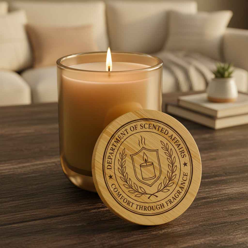 Department of Scented Affairs Soy 14 oz Candle with Engraved Bamboo Lid - Decor, Candles, Scented - EpiAl's Shop