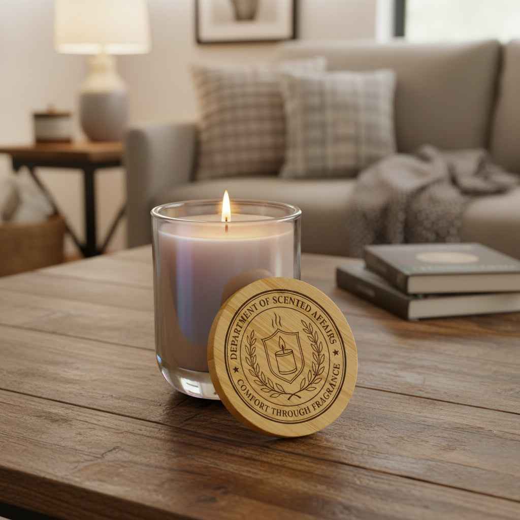Department of Scented Affairs Soy 14 oz Candle with Engraved Bamboo Lid - Decor, Candles, Scented - EpiAl's Shop