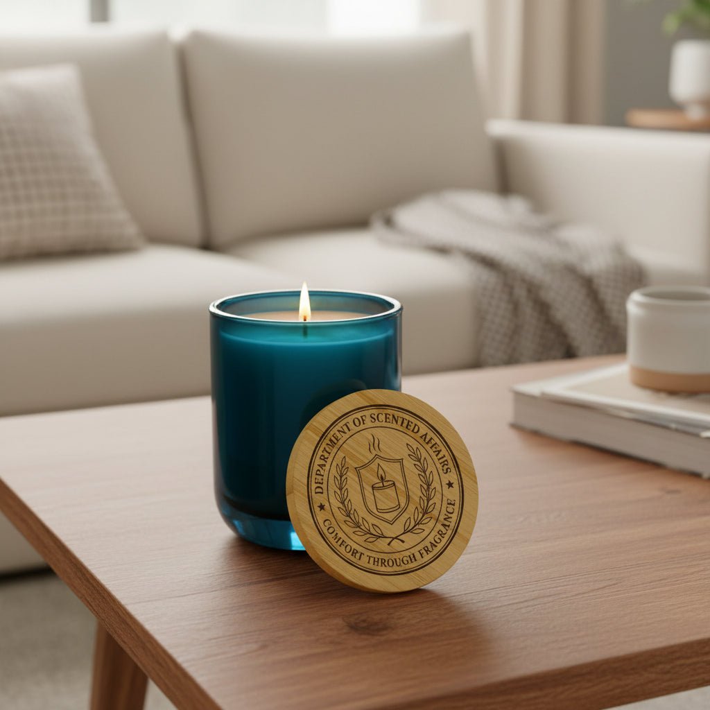Department of Scented Affairs Soy 14 oz Candle with Engraved Bamboo Lid - Decor, Candles, Scented - EpiAl's Shop