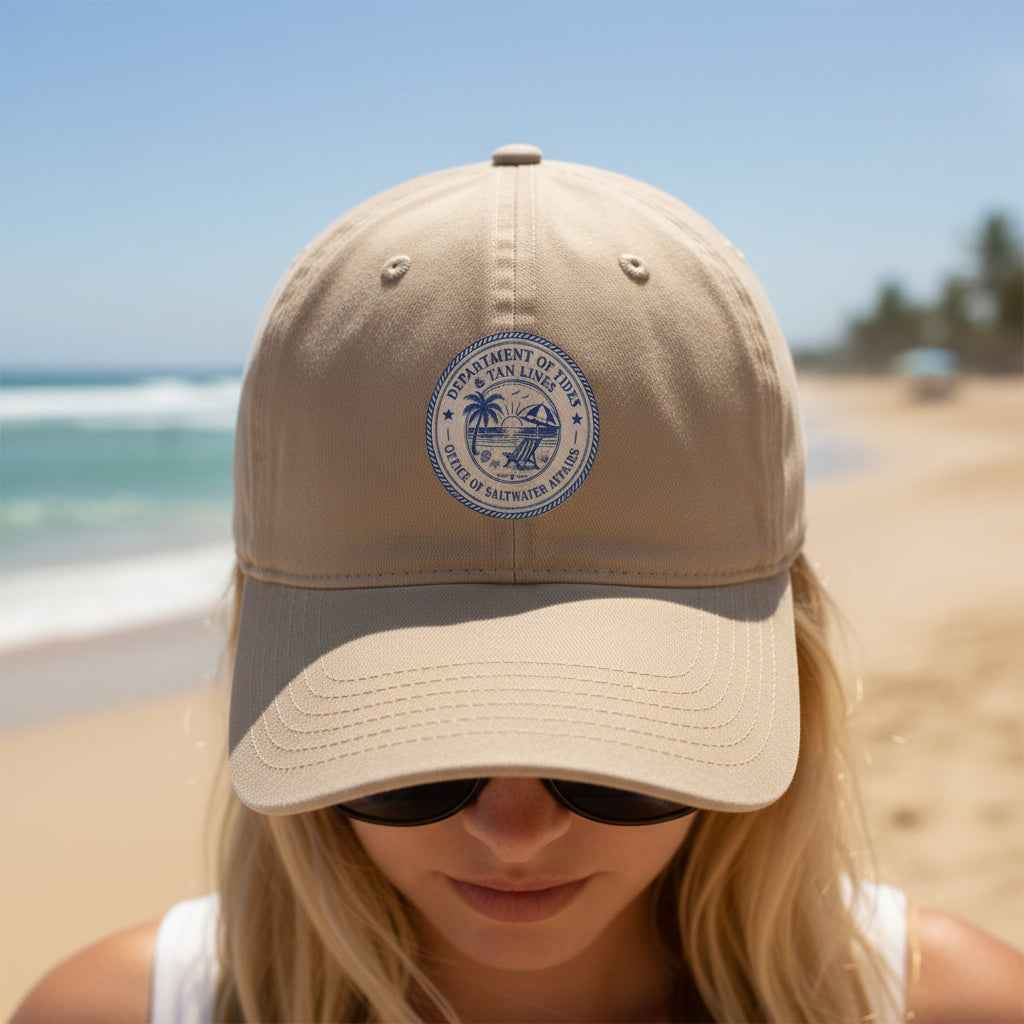 Department of Tides & Tan Lines Dad Cap – Coastal Seal Hat, Office of Saltwater Affairs - Hats, Baseball & Trucker - EpiAl's Shop