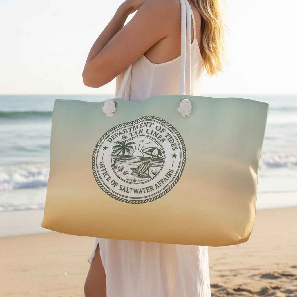 Department of Tides & Tan Lines Weekender Bag – Coastal Authority Beach Tote, Office of Saltwater Affairs - Bags, Weekender - EpiAl's Shop