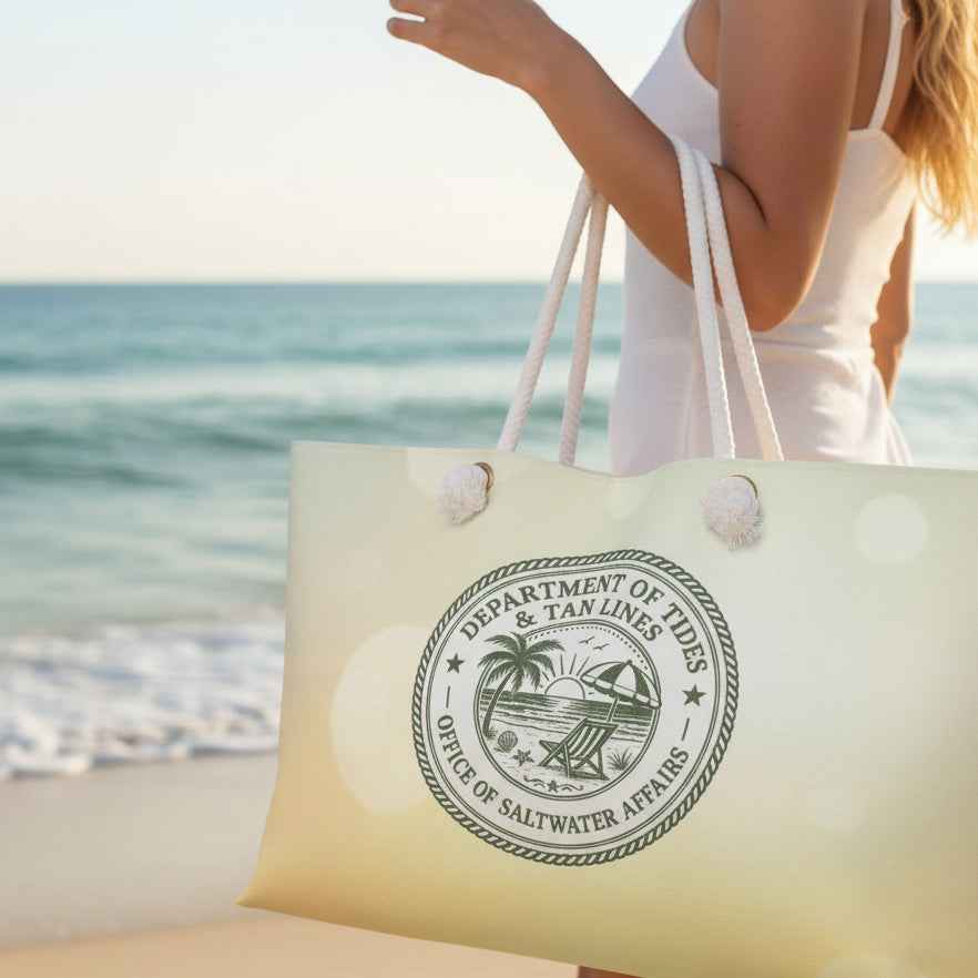 Department of Tides & Tan Lines Weekender Bag – Coastal Authority Beach Tote, Office of Saltwater Affairs - Bags, Weekender - EpiAl's Shop