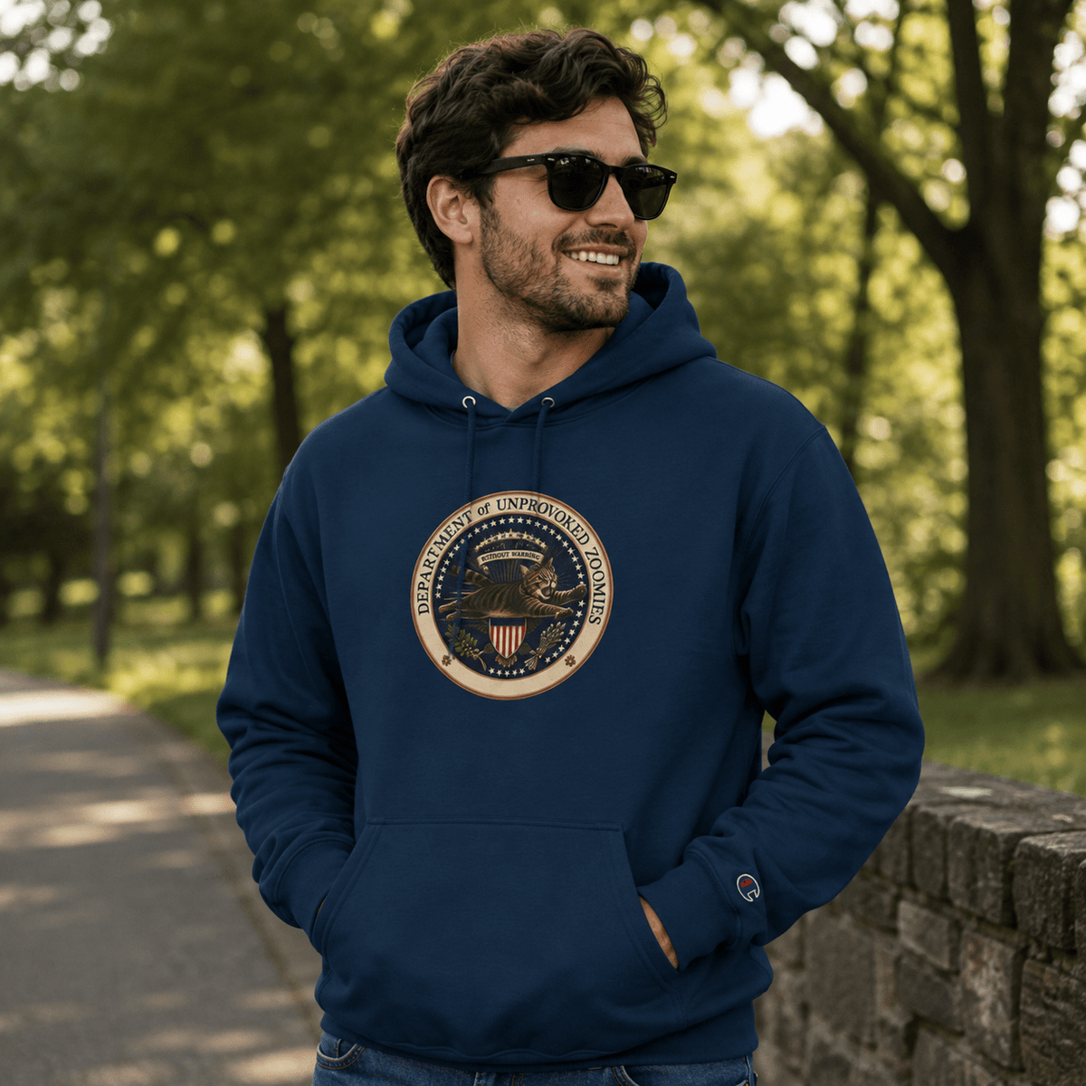 Department of Unprovoked Zoomies Champion Hoodie | Funny Cat Seal Sweatshirt - Clothing, Unisex, Hoodies - EpiAl's Shop