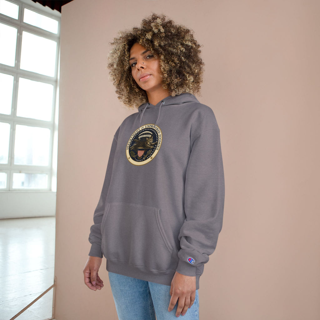 Department of Unprovoked Zoomies Champion Hoodie | Funny Cat Seal Sweatshirt - Clothing, Unisex, Hoodies - EpiAl's Shop