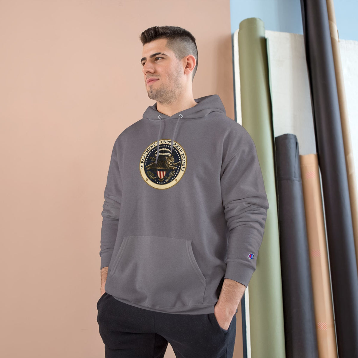 Department of Unprovoked Zoomies Champion Hoodie | Funny Cat Seal Sweatshirt - Clothing, Unisex, Hoodies - EpiAl's Shop