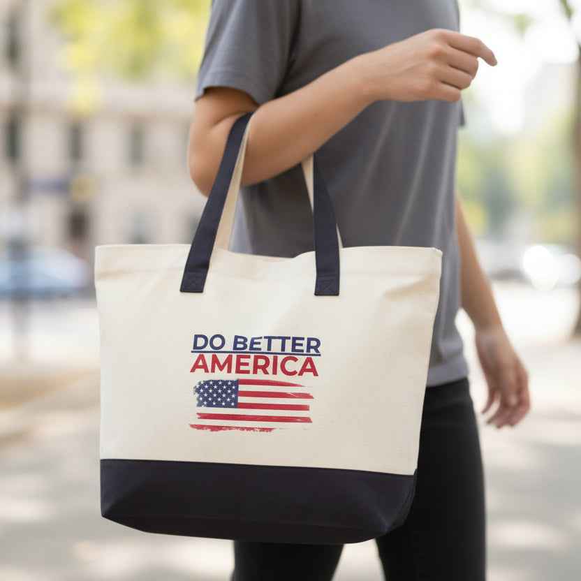 Do Better America Canvas Tote Bag – Patriotic Heavyweight Zipper Tote - Bags, Carryall - EpiAl's Shop