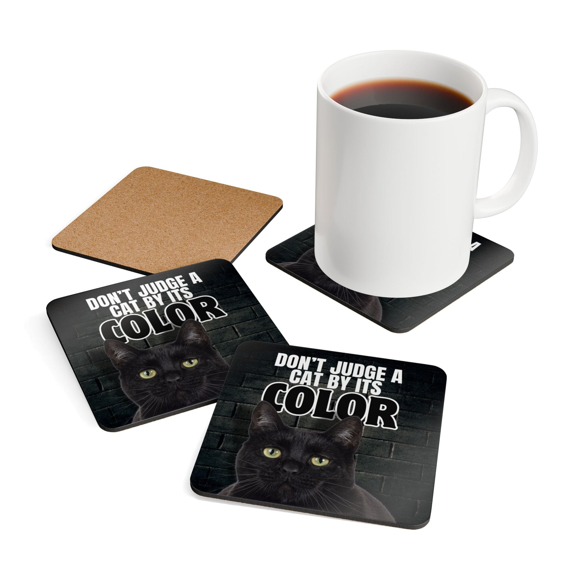 Don't Judge a Cat Corkwood Coaster Set - Home Decor - EpiAl's Shop