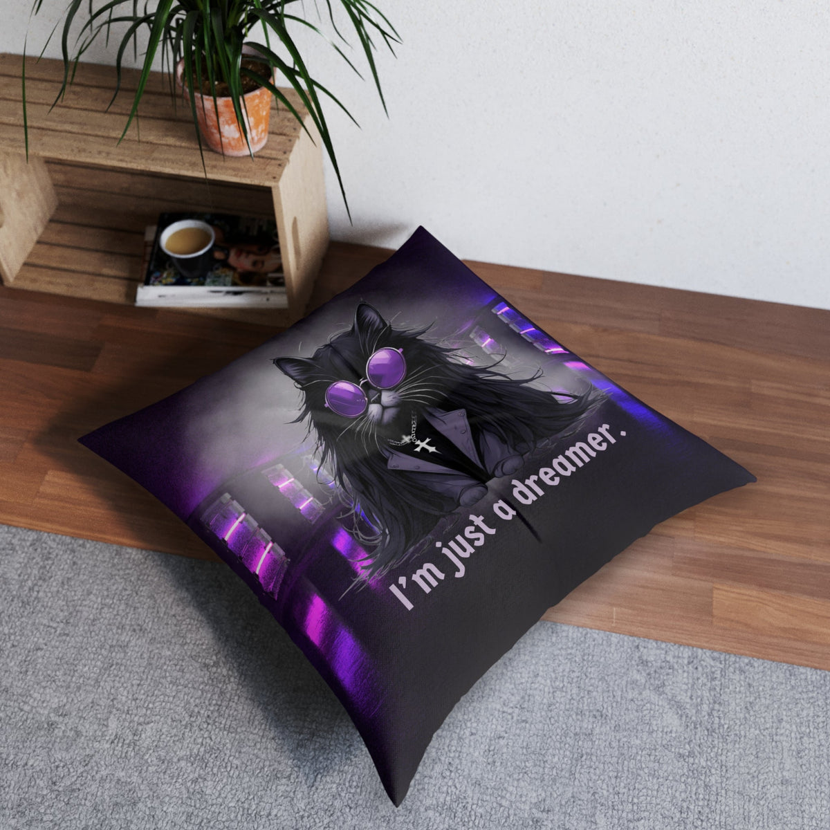 Dreamer Ozzy Cat Tufted Floor Pillow, Square - Decor, Home, Pillows - EpiAl's Shop