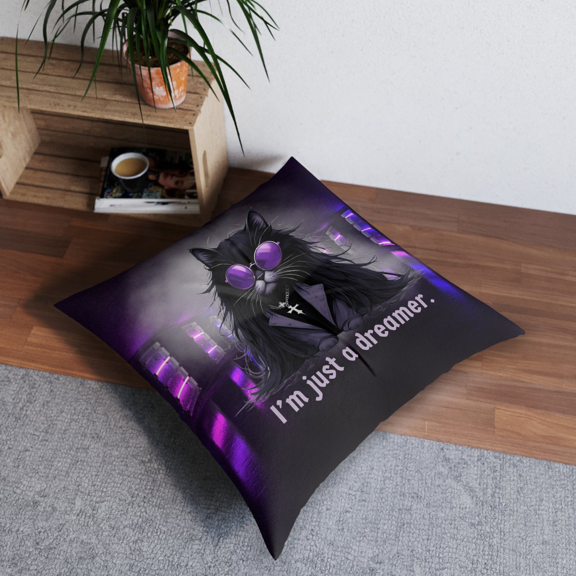 Dreamer Ozzy Cat Tufted Floor Pillow, Square - Decor, Home, Pillows - EpiAl's Shop